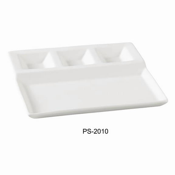 10.25 x 8.75 in. Porcelain 4-Compartment Plate, Bone White - Pack of 12