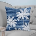 thumbnail image 4 of 24x24 Pillow Covers Set of 2, Summer Palm Trees Square Throw Pillow Covers for Couch/Sofa/Living Room, Tropical Navy Blue Shabby Abstract Art Beach Decorative Soft Pillowcases for Couch, 4 of 7