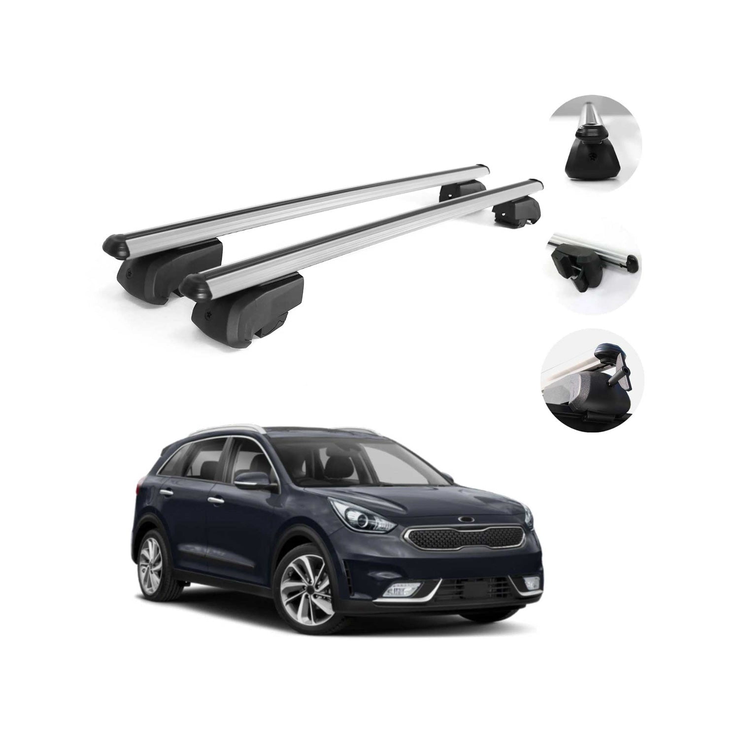 Silver Roof Rail Rack Aluminum Cross Bars Luggage Carrier For Kia Niro