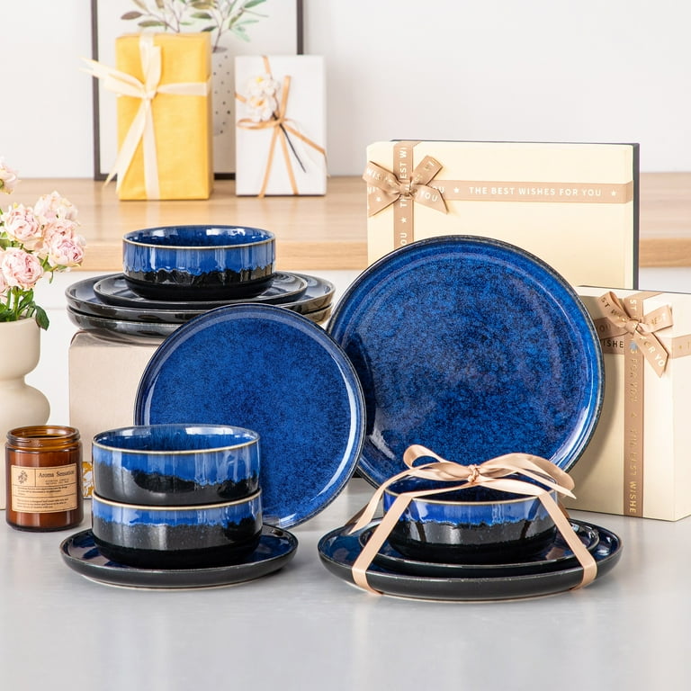 Vancasso 12-Piece Stoneware Dinnerware Set, Blue photo 7