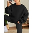 thumbnail image 5 of Women Oversized Sweatshirts Hoodie Fleece Crew Neck Long Sleeve Sweaters Comfy Fall Fashion Outfits Black M, 5 of 7