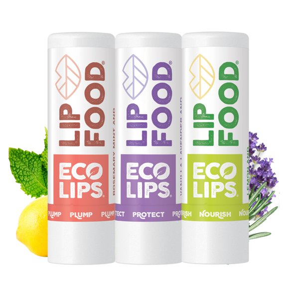 Bálsamo labial Eco Lips Lip Food orgánico denso en nutrientes, paquete de 3