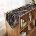 thumbnail image 4 of Modern Abstract Table Runner Linen Burlap Table Runner 70 Inches Long Luxury Black Golden Marble Texture Dresser Scarves for Kitchen Island Coffee Dining Party Wedding Banquet Holiday Decor 13"x70", 4 of 8