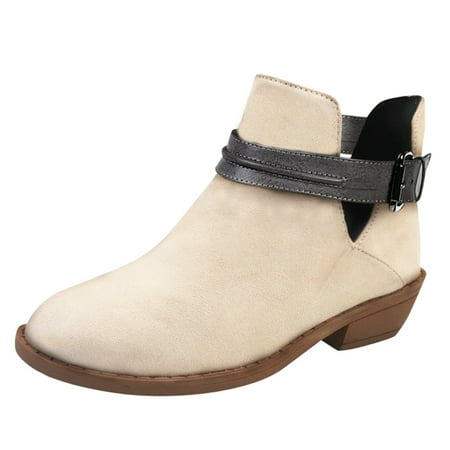 

Aayomet Boots For Women，Riding Boots For Women Non Slip Shoes Buckle Women Heels Retro Booties Round Short Toe Ankle Boots For Women
