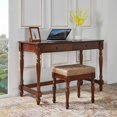 thumbnail image 2 of Vanity Bench Stool with Padded Cushion, Piano Bench with Solid Wood Carving Legs, Home Chairs Button Breathing Leather Upholstered Seat, 18.5” x 14.2” x 19.1” Easy Assembly, Yellowish Brown FD1533LT, 2 of 18