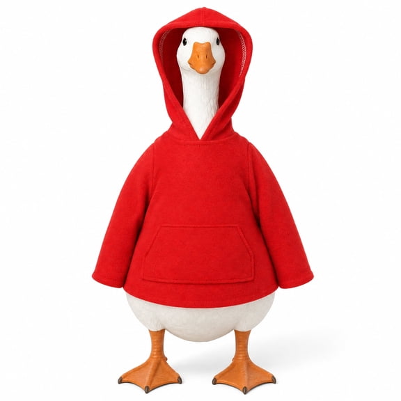 Porch Goose Outfit Outdoor Statue Costume: Red Hoodie for 23" Lawn Goose Statue Outdoor Patio Lawn Yard Garden Decor