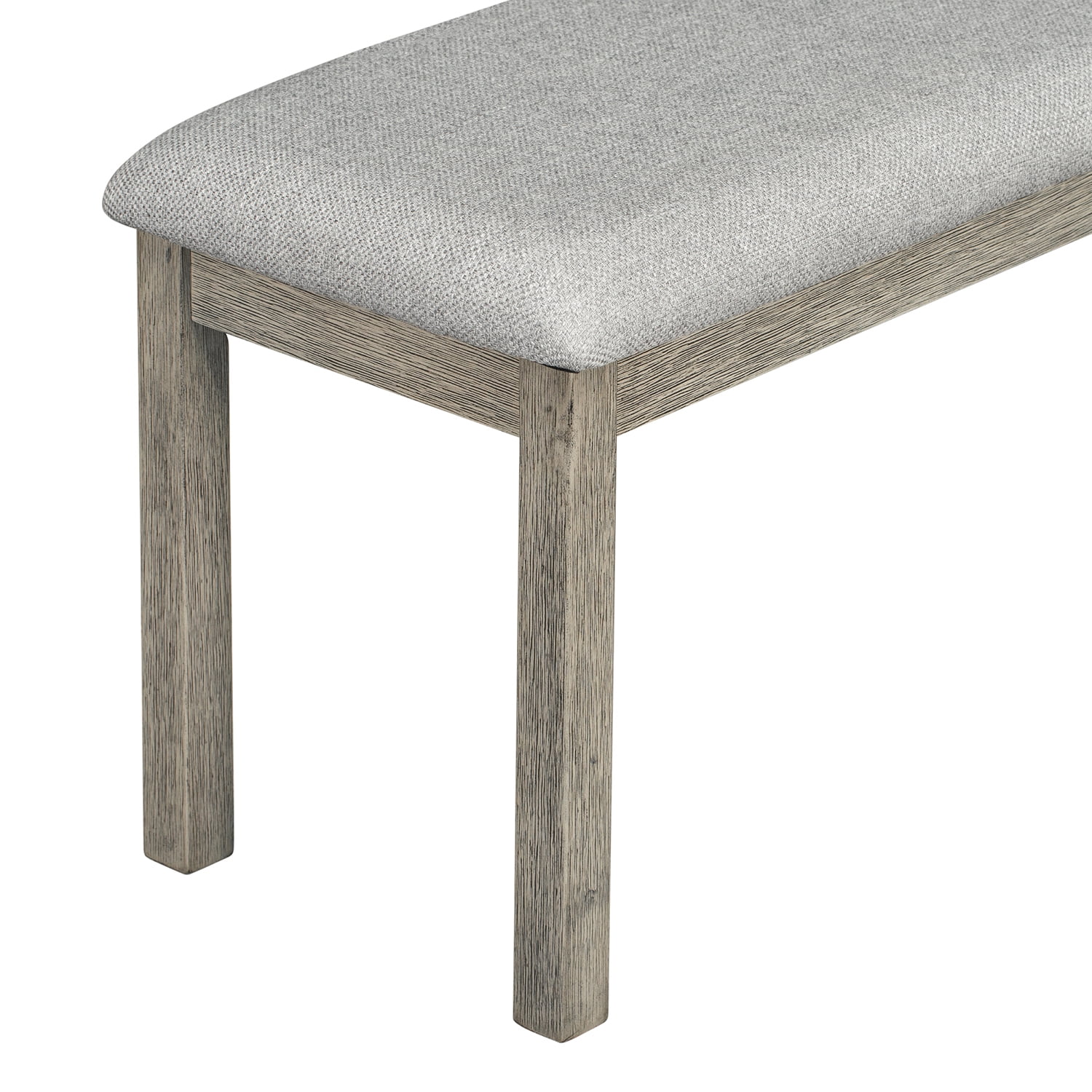 Kadyn 6-Piece Rubber Wood Dining Table Set, Solid Wood Kitchen Table Set with 4 Upholstered Chairs and 1 Bench, Modern Home Dining Set for Dining Room, Gray Kadyn 6-Piece Rubber Wood Dining Table Set, Solid Wood Kitchen Table Set with 4 Upholstered Chairs and 1 Bench, Modern Home Dining Set for Dining Room, Gray