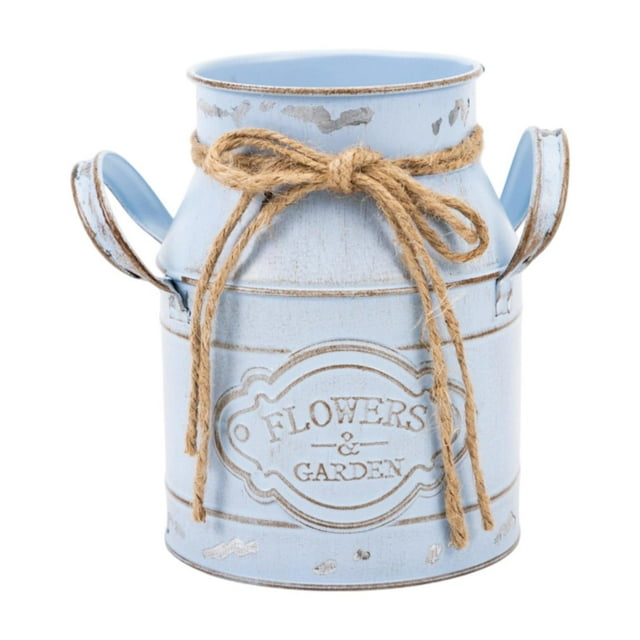 Colaxi Farmhouse Flower Planter Milk Jug Planter Rustic Sturdy Flower Bucket Bucket Container for Porches Patios Room Blue