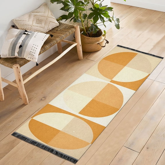 Yayeee Runner Rug for Bedroom 2'x6' Machine Washable Hallway Non Slip Mat, Geometric Circles