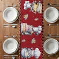 thumbnail image 6 of Red Vintage Gnomes Table Runner - 108 Inch Long, Kitchen Dining Table Runner Dresser Scarves, Black Checkered Retro Art Farmhouse Decor for Coffee Tables Wedding Party Banquet, 6 of 8