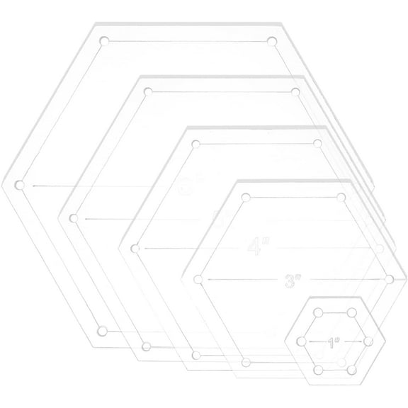 6Pcs Hexagon Quilting Template Transparent Pressure Plate(Hole: 3mm) with 6 Mixed Size