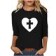 thumbnail image 3 of TaTaai Spring Top for Women Easter Cross Print 3/4 Sleeve Round Neck Casual Loose Fit T Shirt Fashion Blouse Soft Lightweight for Summer Daily Outing Gift, 3 of 6