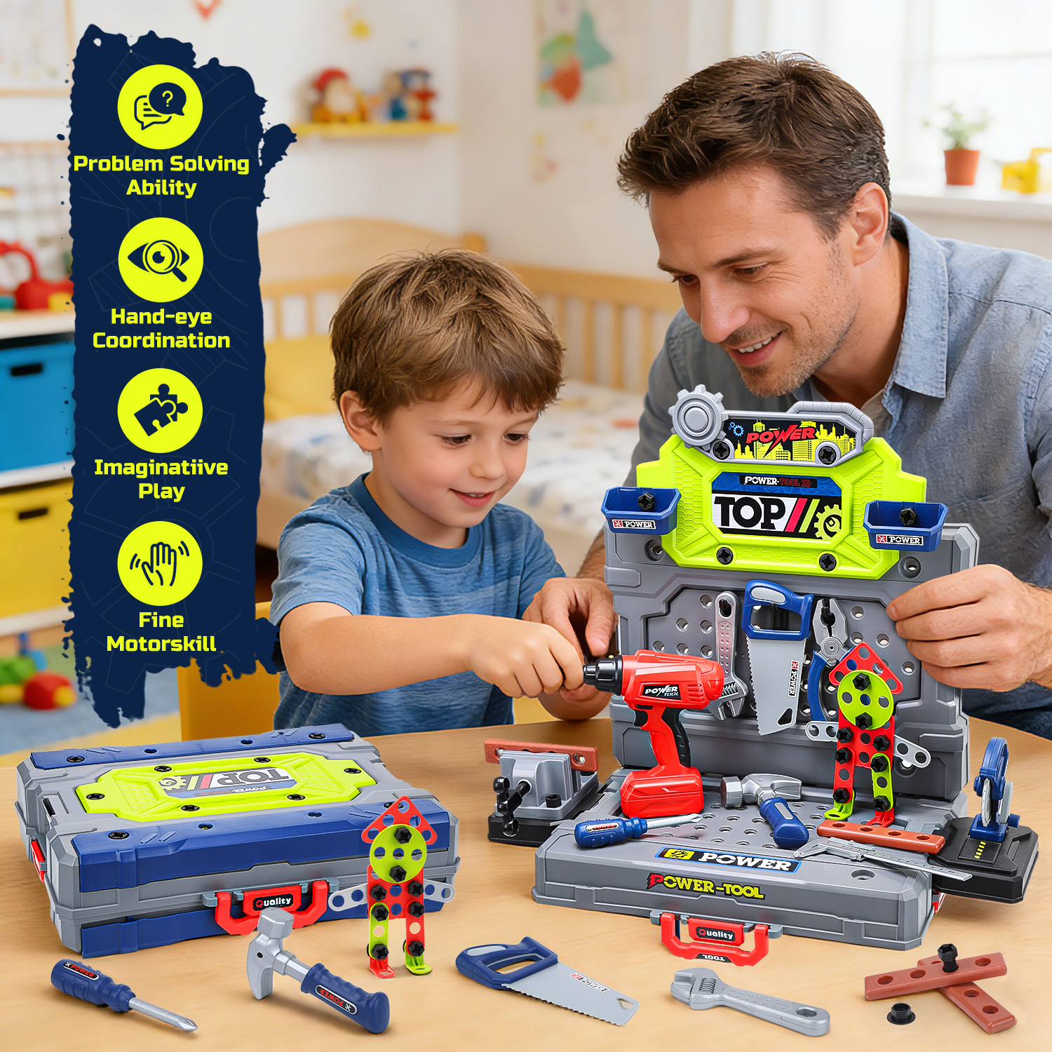 JoyStone 2-in-1 Kids Tool Bench with Electric Drill photo 5
