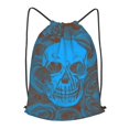 thumbnail image 1 of XMXT Waterproof Gym Bag, Aged Rose Skull Print Drawstring Backpack for Men, s Blue, 1 of 8