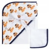 Hudson Baby Infant Boy Cotton Hooded Towel and Washcloth 2pc Set, Nerdy Fox, One Size
