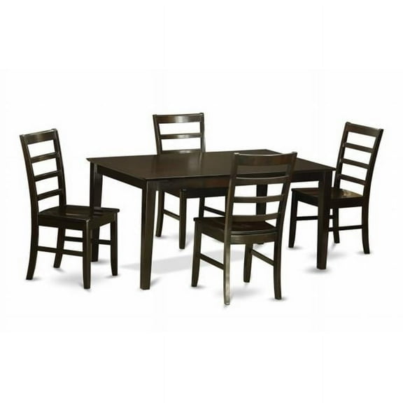 East West Furniture CAPF5-CAP-W 5 Piece Dining Room Table Set-Glass Top Dining Table and 4 Dining Room Chairs