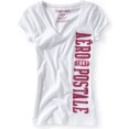 thumbnail image 1 of Camiseta gráfica con cuello en V para mujer de Aeropostale, blanca, extragrande, 1 of 1