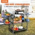 thumbnail image 2 of VEVOR Camping Kitchen Table, One-Piece Folding Portable Cooking Table with Carrying Bag, Aluminum Camping Dining Table, 4 Iron Side Tables and 2 Shelves, 2 of 9