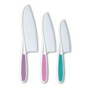 SDJMa Knives for Kids 3-Piece Kitchen Baking Knife Set: Montessori Children's Real Cooking Knives in 3 Sizes & Colors/Firm Grip, Serrated Edges, BPA-Free Kids' Toddler Knives (colors vary)