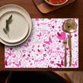 thumbnail image 4 of Pink Breast Cancer Summer Placemats Table Placemats Set Of 6-Linen Kitchen Washable Placemats Table Mats 11.8"x17.7" Non-Slip Heat Resistant, 4 of 5