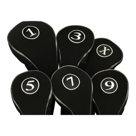 Golf Club Driver Animal Headcover Black Golf Zipper Head Covers Driver 1 3 5 7 9 X Fairway Woods Headcovers Metal Neoprene Traditional Plain Protective Covers Fits All Fairway Clubs Perfect Gift ()