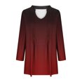 thumbnail image 6 of Womens 3/4 Sleeve Tops V Neck Dress T Shirt Casual Fall Gradient Color Fashion Tunic Tops, 6 of 6