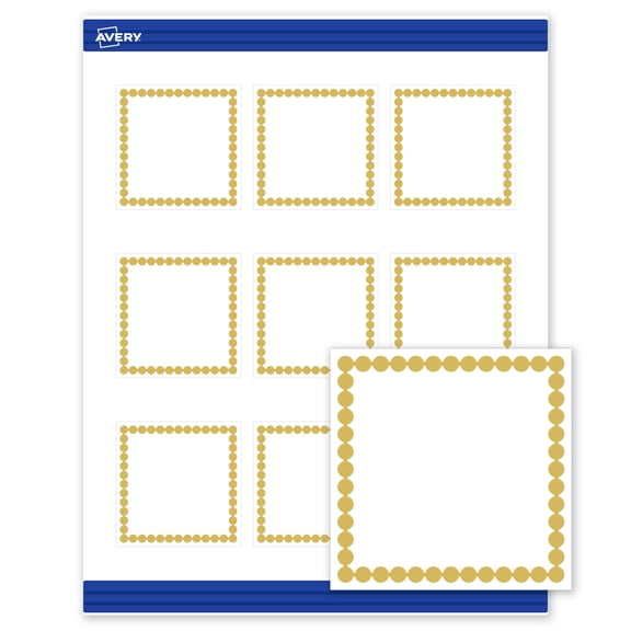 Avery 2.5" x 2.5" Cards, Pre-Printed Gold Beads Design, 90 ct