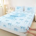 thumbnail image 4 of Erosebridal Girls Bow P Personalized Initial Full Size Sheets 4-Piece,Teens Cartoon Blue Love Heart Bed Sheets, 4 of 5