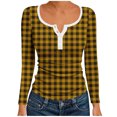 thumbnail image 7 of Miluxas Womens Plaid Shirt Casual Long Sleeve Slim Fit Button Down Blouse Tops Bottom T-shirt Tops Yellow XL(XL), 7 of 7