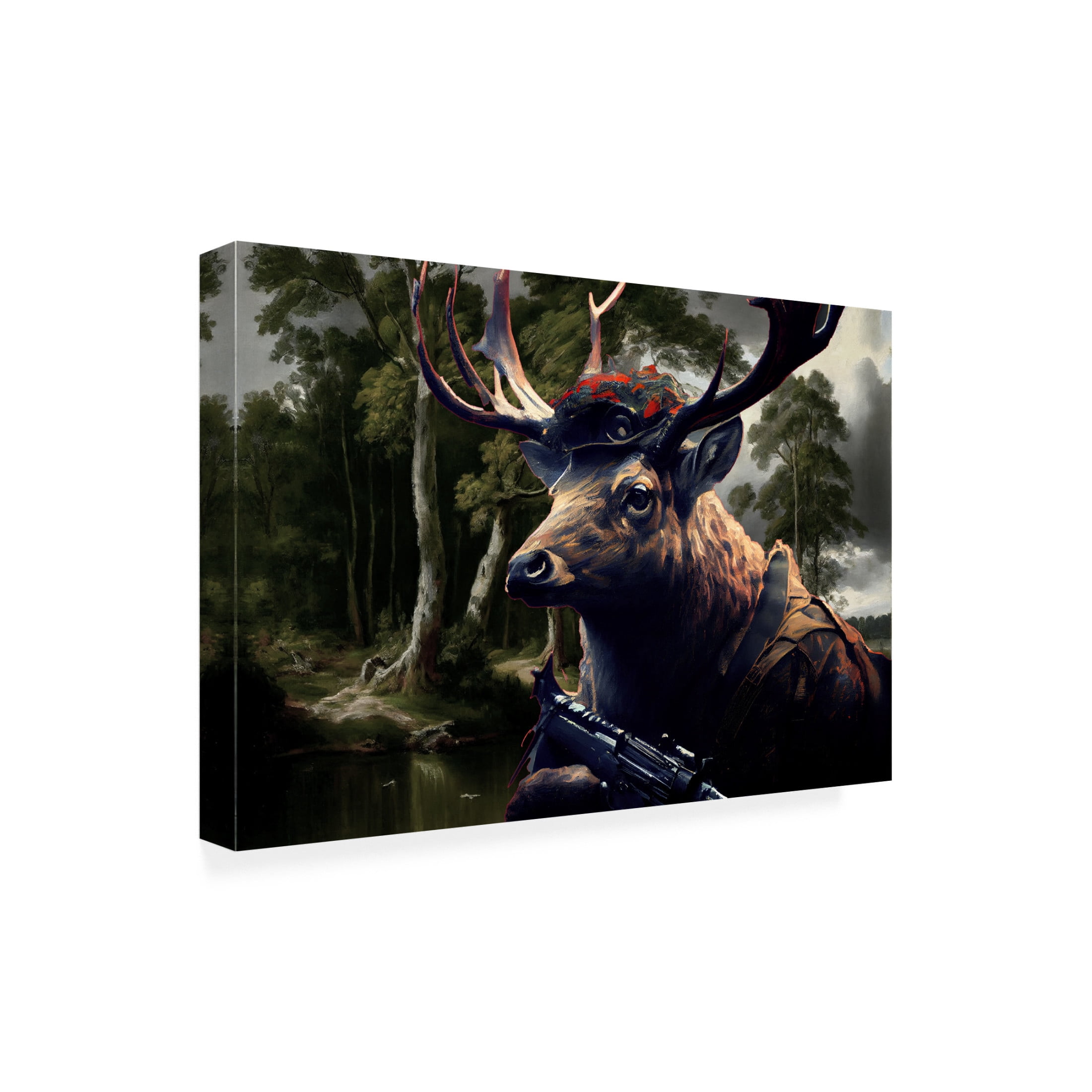 Canvas Wall Art - Sasha 'Warrior Deer III' Wall Art for Living Room, Bedroom, or Office Décor by Trademark Fine Art - 47 x 30 Inches