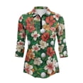 thumbnail image 2 of Uorisanigo Hawaii Flower Golf Athletic Polo Workout Tops for Women Fashion Zipper Neck Quick Dry Athletic Polo Shirts Stylish 3/4 Roll Sleeve Outing Wear Pullover for Workout Sports, 2 of 7