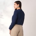 thumbnail image 3 of Globus Women Navy Blue Tie-Up Neck Cuffed Sleeves Workwear Top, 3 of 6
