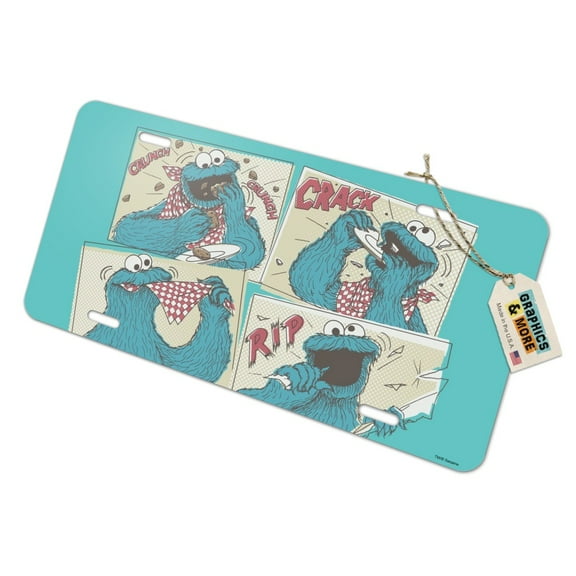 Sesame Street Cookie Monster Comic Novelty Metal Vanity Tag License Plate