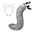 thumbnail image 4 of Accesorios de Cosplay de zorro, diadema ajustable con orejas de gato y cola de zorro, accesorios para disfraces de fiesta de Carnaval y Halloween, 2 uds., 4 of 5