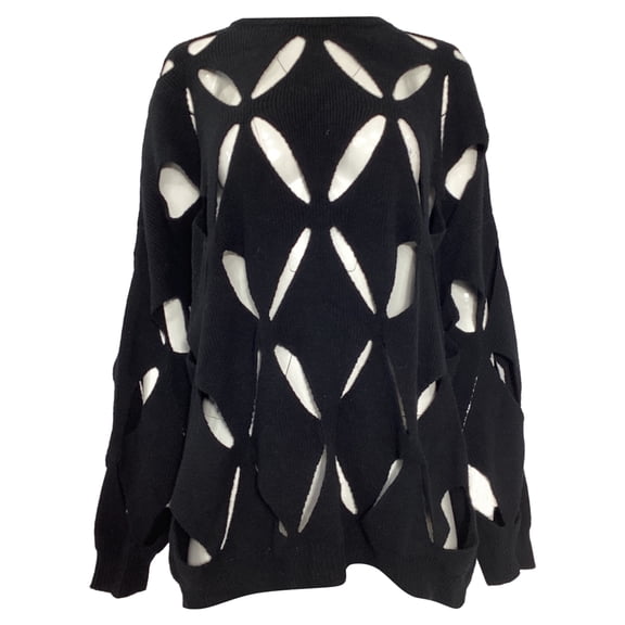 Pre-Owned Valentino Cut-Out Sweater in Black Virgin Wool