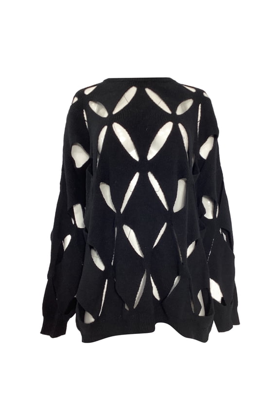 Pre-Owned Valentino Cut-Out Sweater in Black Virgin Wool