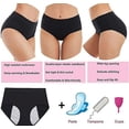 thumbnail image 3 of 5 piezas de ropa interior para el período menstrual para mujeres, bragas de algodón a prueba de fugas para damas, 3 of 5