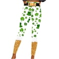 thumbnail image 3 of lcziwo St Patricks Day Leggings for Women Casual Stretchy High Waisted Yoga Pants Funny Shamrock Print Running Leggings Full Length Tight Trousers Gold XL, Fall Savings, 3 of 8
