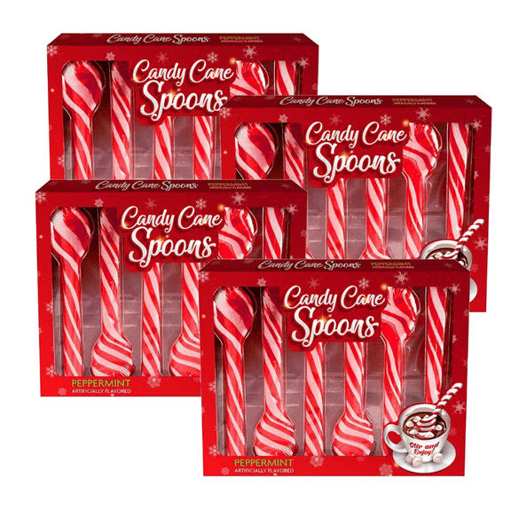Candy Cane Peppermint Sticks, Edible Stirring Spoons for Hot Chocolate Cocoa Coffee Tea Cocktail – Holiday Christmas Stocking Stuffer Gift Set (24 Pack)