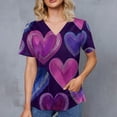 thumbnail image 4 of CCRFTGI Valentine Scrub Tops Women Plus Size Love Heart Print Nurse Working Uniforms Trendy V-Neck Scrub Shirt Party Short Sleeve Tees Blouse with Pockets Purple M, 4 of 4