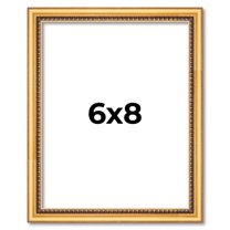 6x8 Frame Beaded Gold Solid Wood Picture Frame | 0.75 Inches Moulding Width | Liscio Oro