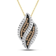 10k Yellow Gold Round Brown Diamond Beaded Fashion Pendant 1/6 Cttw