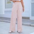 thumbnail image 5 of Women Striped Pants Loose Wide Leg Trousers Casual Low Waist Pants Comfy Lounge Pants with Pockets Pink S, 5 of 5