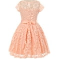 thumbnail image 2 of Lovely Floral Lace Rhinestones Skater Party Easter Flower Girl Dress for Little Girl Peach 2 JK19.88S BNY Corner, 2 of 5