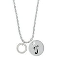 thumbnail image 1 of Delight Jewelry Silvertone Always and Forever Eternity Ring Silvertone Script Initial Disc - T - Charm Necklace, 20"+3", 1 of 4