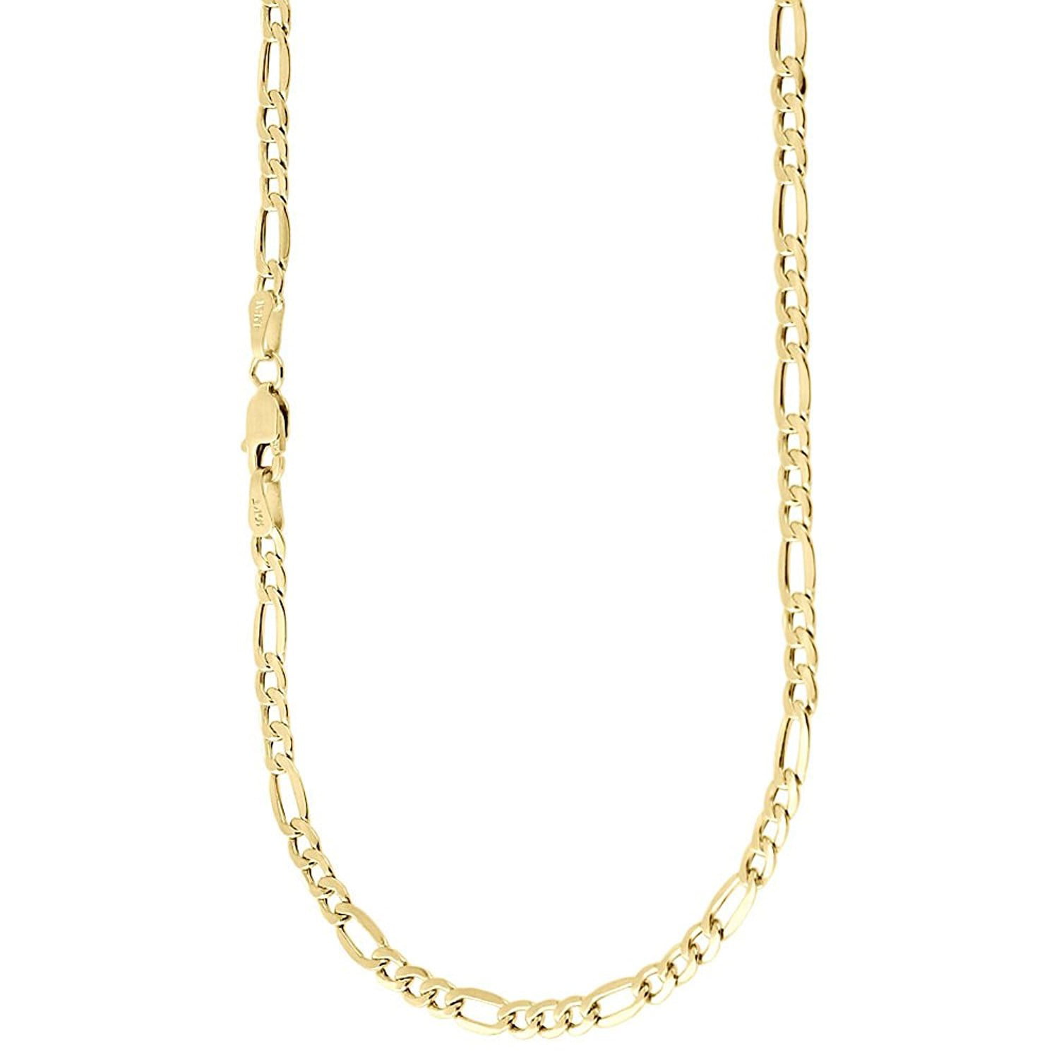 14k Yellow Solid Gold Figaro Chain Necklace Italy Link 3.4mm Unisex 20" 22" 24"