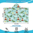 thumbnail image 2 of LightBlue Dinosaurs Volcanoes Pattern Hooded Bath Towel，50"x30" for Ages 3 To 12 Kids, Quick Dry Lightweight Soft Microfiber Hood Beach Towel Cover Up for Kids, 2 of 7