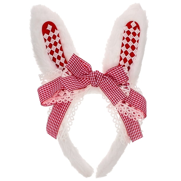 KAKOWELY Diadema con orejas de conejo de peluche, diadema larga con orejas de conejo, accesorio para disfraz de cosplay