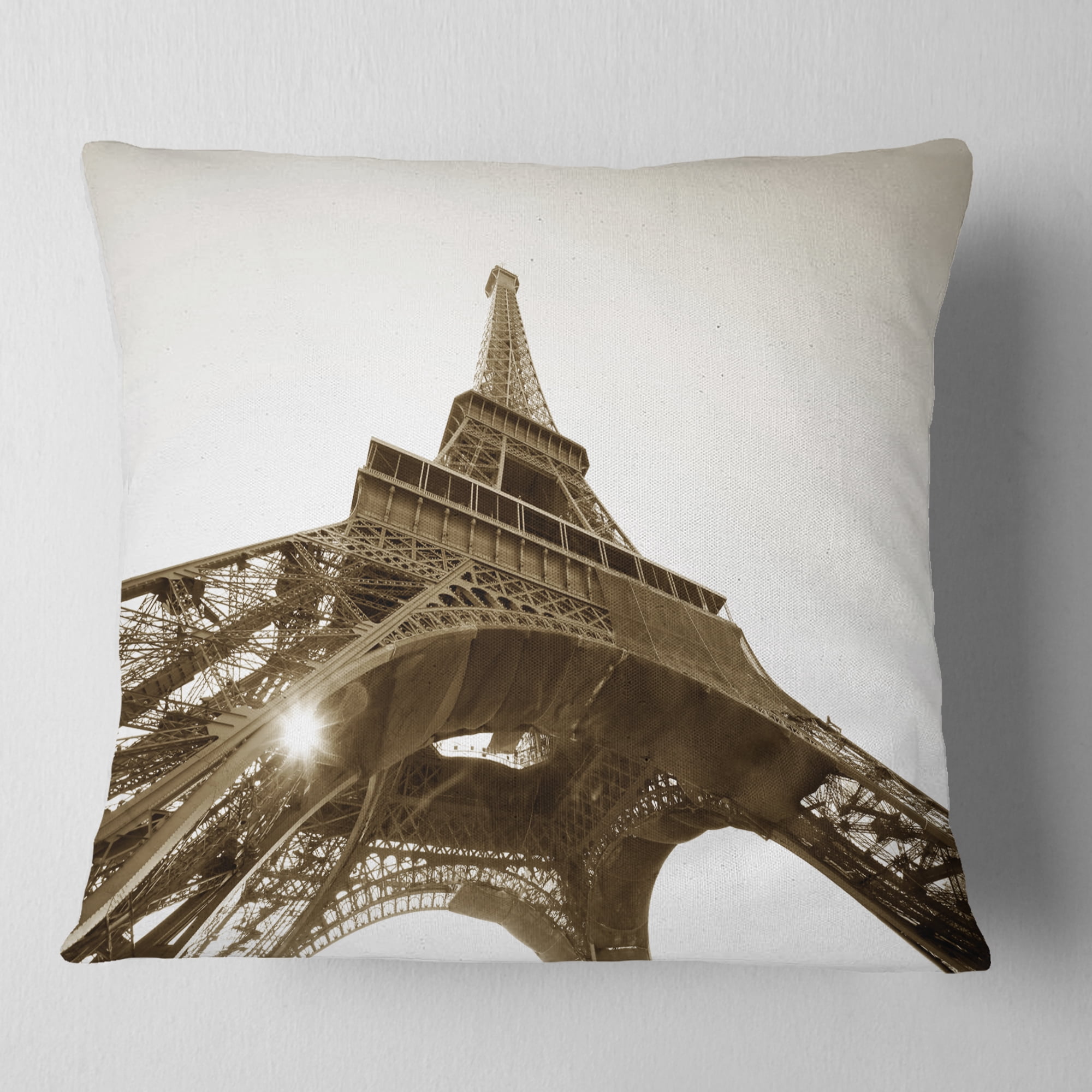 Designart Paris Eiffel TowerStraight Into Sky - Photography Throw Pillow - 16x16