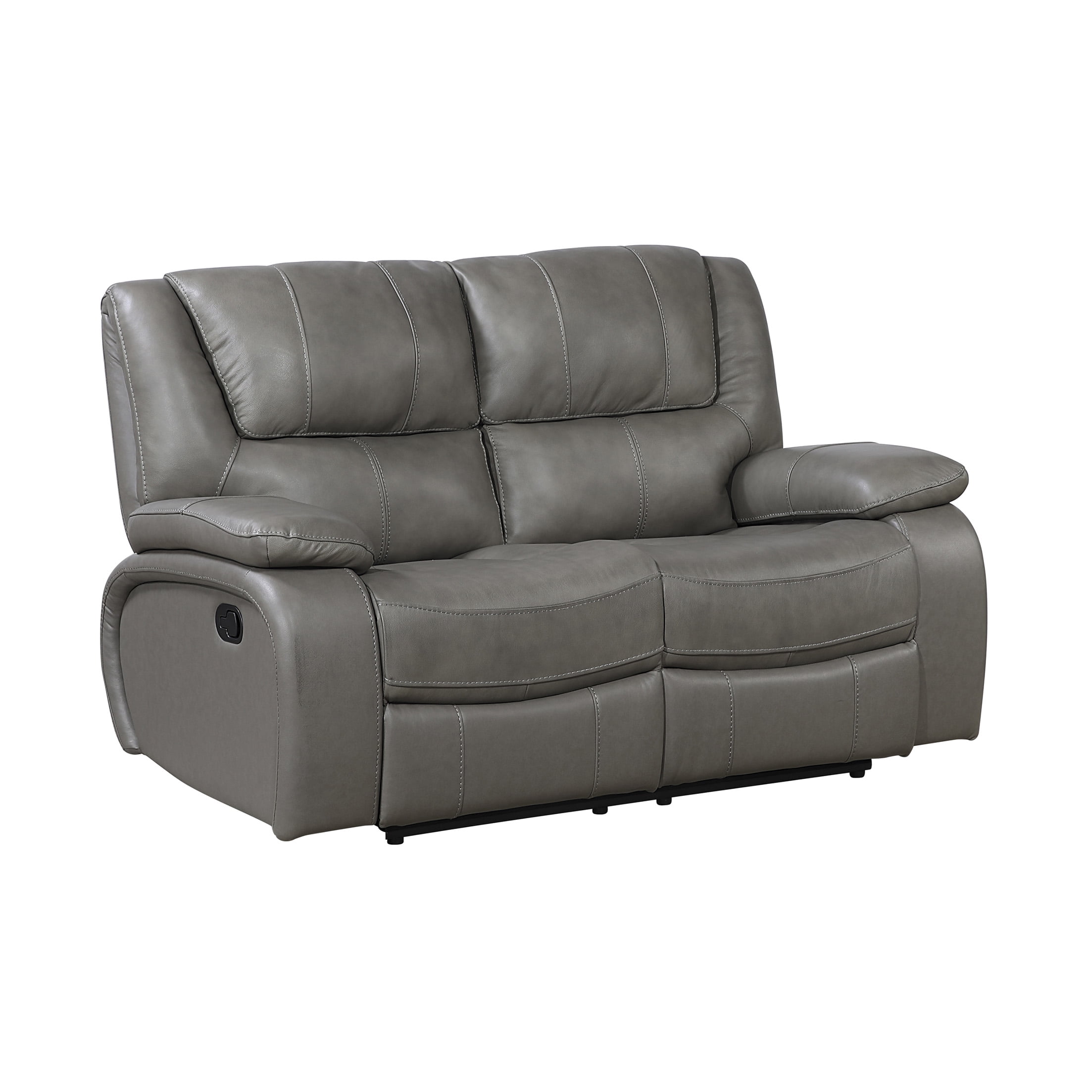 OakvillePark Arlisse Leather Match Manual Double Reclining Loveseat, Gray